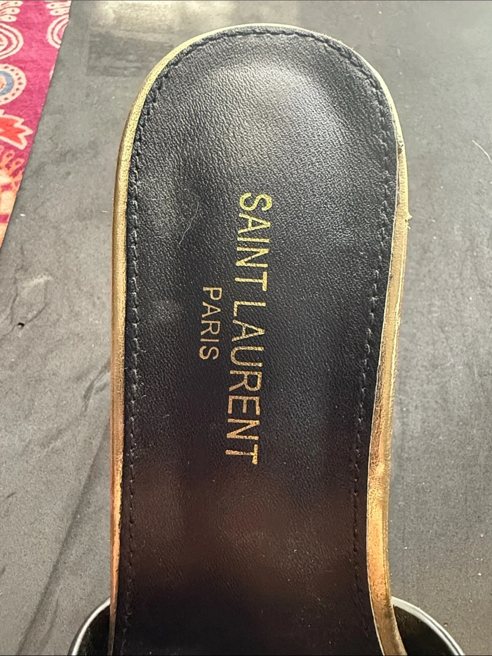 Saint Laurent Metallic Gold Leather Knotted Mule Heels